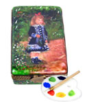 Limoges box Renoir Girl with watering can and removable porcelain palette