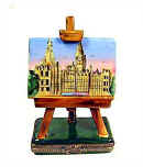 Limoges box artist  easel with Big Ben and Parliament