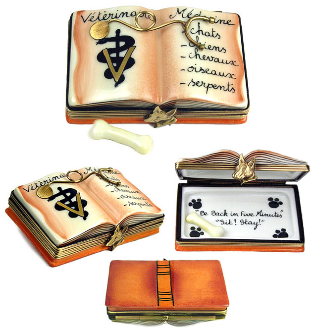 Rochard book of veterinary medicine Limoges box