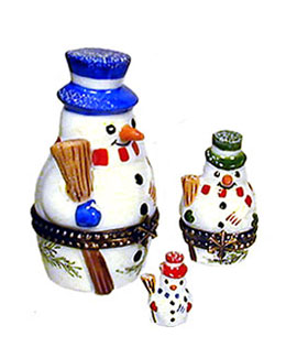 nesting snowmen Limoges box - Rochard