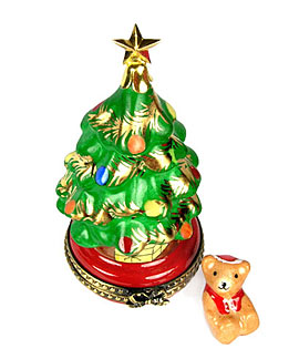 Limoges box Christmas tree with bear