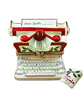 Limoges box Christmas typewriter with letter to Santa