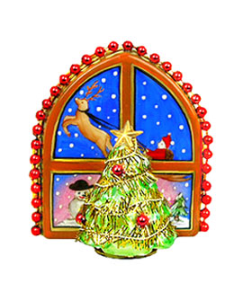 Christmas window Limoges box with tree