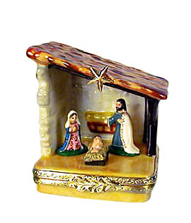 small Nativity Limoges box with Jesus, Mary and Joseph