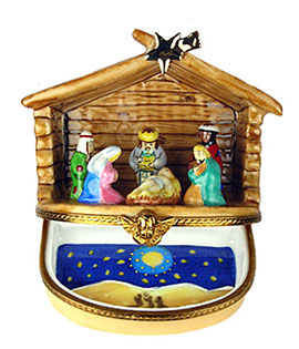 Limoges box Christmas Nativity manger with star above