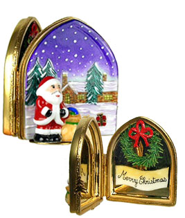 Santa in arched window Limogs box