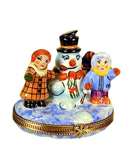 snowman with kids Limoges box
