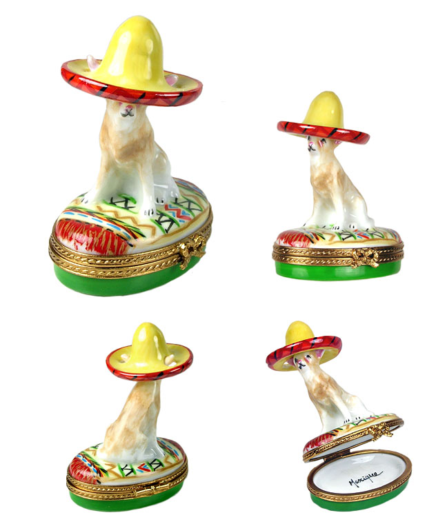chihuahua with sombrero limoges box - rochard