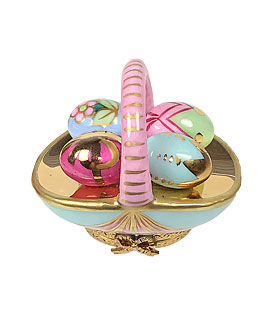 Easter basket Limoges box with colorful eggs