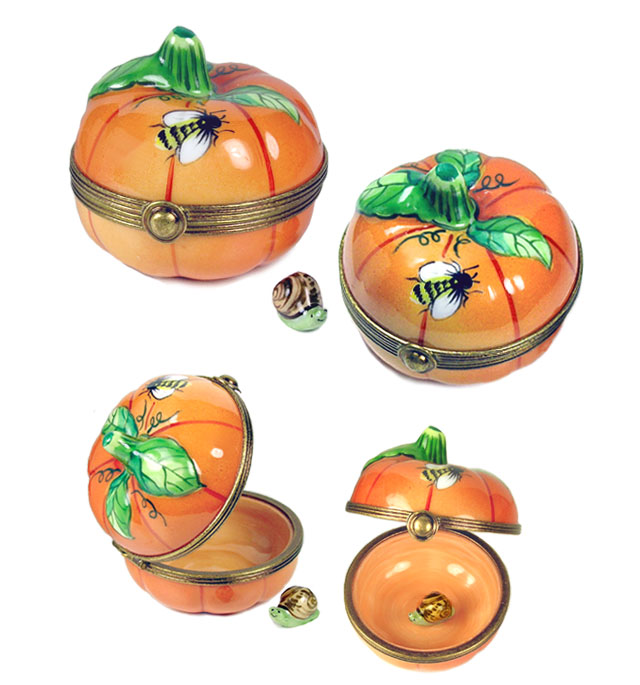 limoges box pumpkin with bee and snail