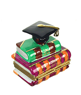 text books with graduation cap Limoges box