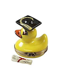 Limoges box rubber duck graduate with diploma