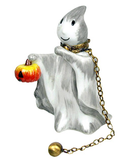 Limoges box ghost will pumpkin and ball and chain