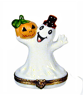 ghost with jack o lantern Limoges box