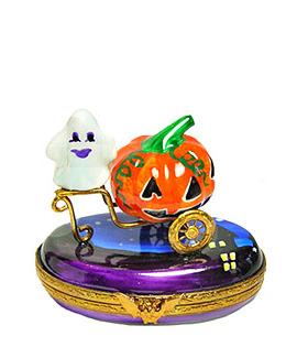 ghost riding pumkin chariot Limoges box