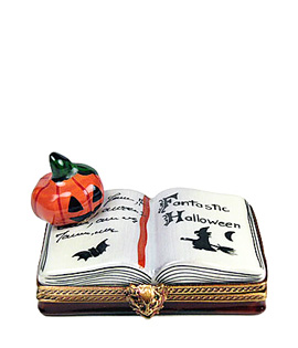 open halloween book with jack o'lantern