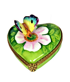 pastel butterfly on heart limoges box