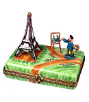 Artist painting the Eiffel Tower Limoges box - rectangular