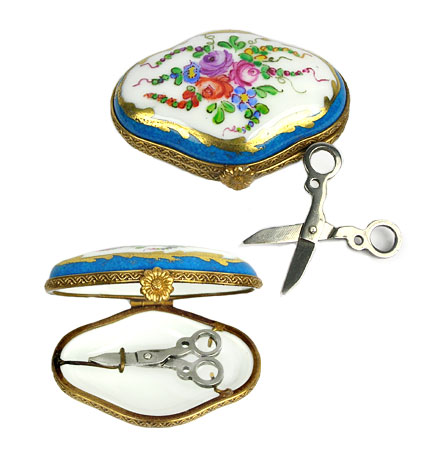 Limoges box small case with mini scissors