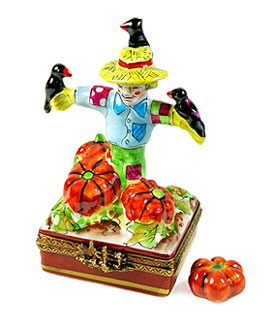 Rochard Limoges box scarecrow with crows