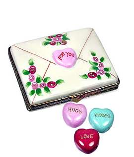 Limoges box valentine letter with candy hearts