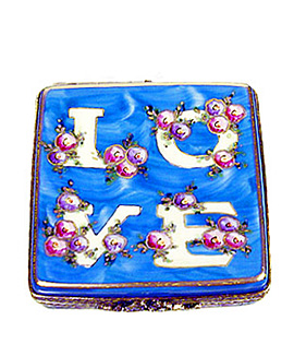 Rochard LOVE Limoges box - blue with roses