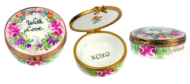 more views of round "with love" Limoges box