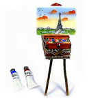 Limoges box artist easel with Eiffel Tower, includes two porcelain  paint tubes