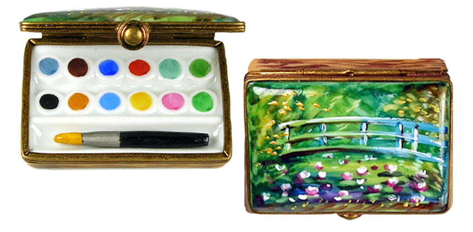 monet waterlilies bridge paint case Limoges box- bottom picture