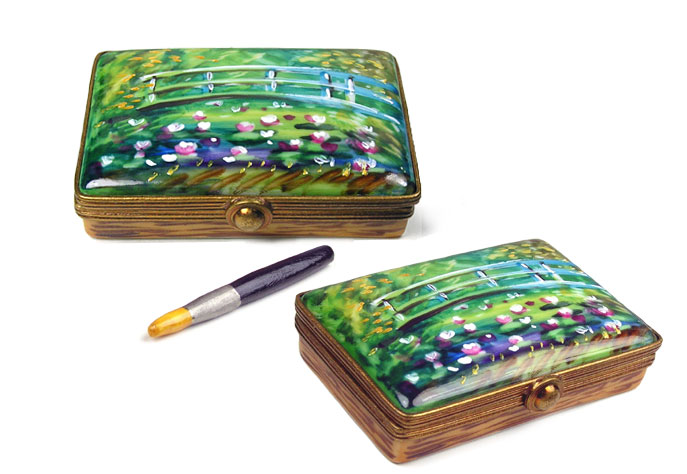 monet waterlilies bridge paint case Limoges box-top picture