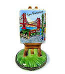 Golden Gate Bridge painting on easel Limoges box