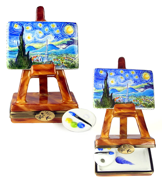 Limoges box Starry Night Easel with porcalain palette