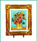 Limoges box Van Gogh framed sunflowers in vase