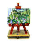 water lily pond on easel Limoges box