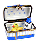 baby boy first bath with contents Limoges box