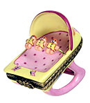 Pink and yellow baby bouncer Limoges box