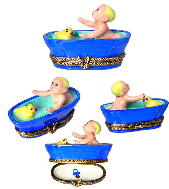 baby in tub limoges box