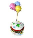 Baby first tooth with suspended balloons Limoges box