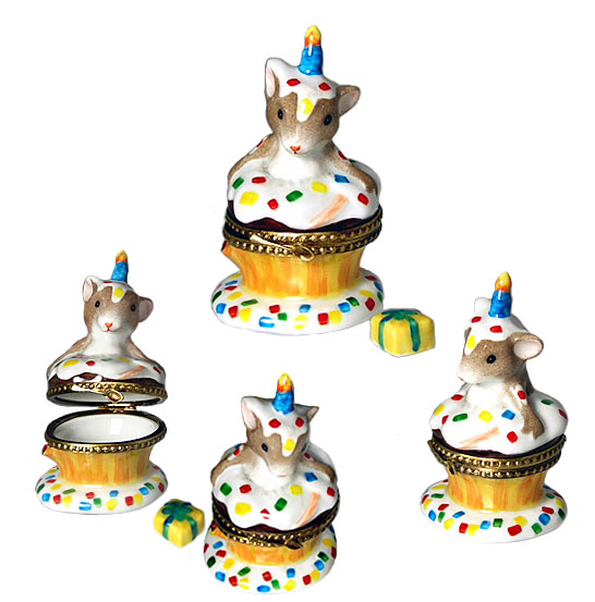birthday surprise limoges box mouse in cupcake