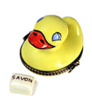 rubber bathtub duck with soap Limoges box