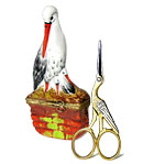 Limoges box strork case with scissors