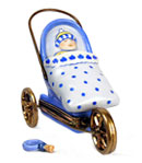 Limoges box blue stroller with pacifier