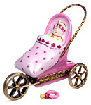 pink stroller Limoges box with pacifier