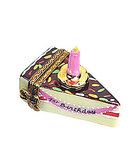 Limoges box pink first birthday slice of cake