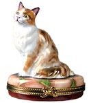 limoges box brown and white cat