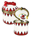 Limoges box round clown jack in the box