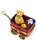 Limoges box wagon with teddy bear and toys