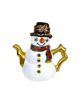 snowman teapot limoges box - rochard