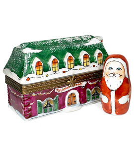 House with Holiday Decoration and Santa