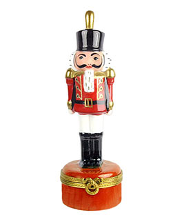 nutcracker Dressed in Red with Gold Plume Limoges box